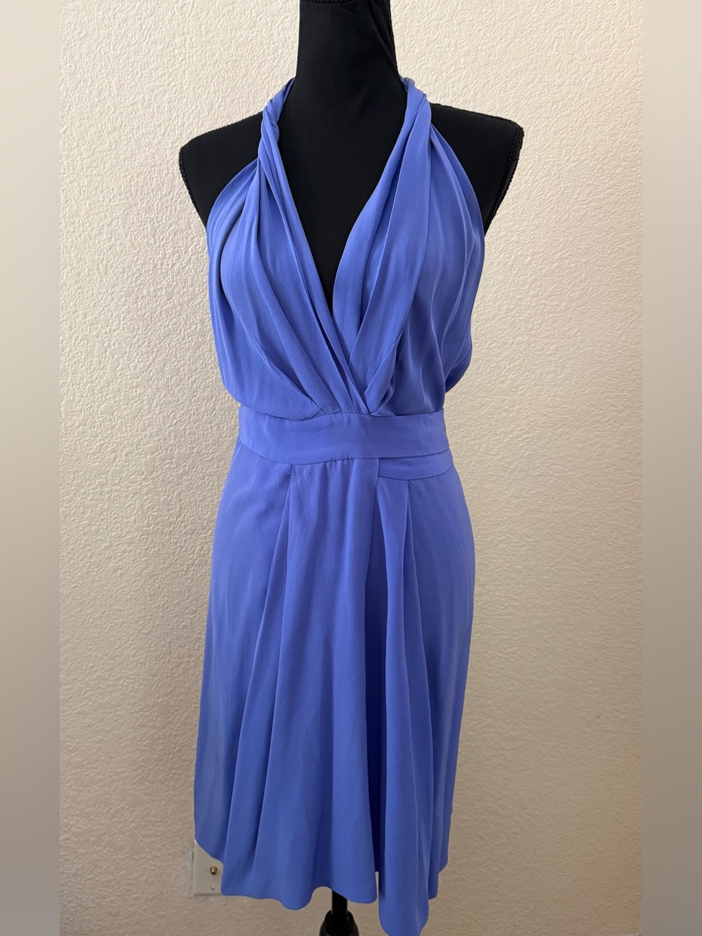 Bianca Spender Silk Periwinkle Grecian Wrap Dress Size 4-6